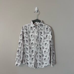 Janie and Jack Boys Button Up Shirt with Dog Print
